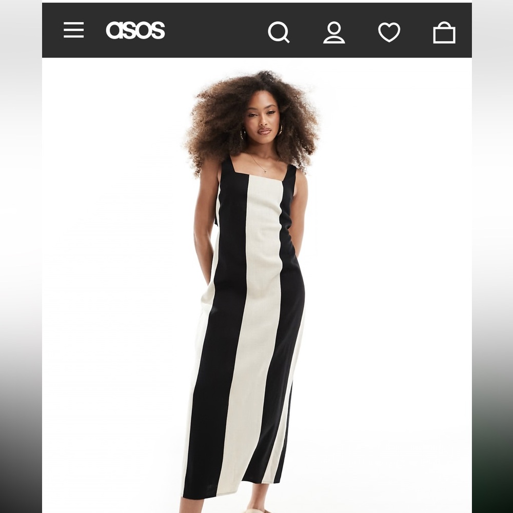 ASOS Black & White Vertical Midi Dress